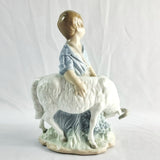 Two Nao by Lladro Figurines Boy with Goat and Girl with Dog.