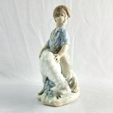 Two Nao by Lladro Figurines Boy with Goat and Girl with Dog.