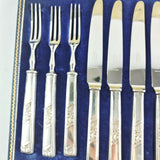 Vintage Harrods Silver Plated Stainless Desert Canteen of Cutley Knives and Folks. Set of 6.