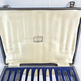 Vintage Harrods Silver Plated Stainless Desert Canteen of Cutley Knives and Folks. Set of 6.