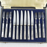 Vintage Harrods Silver Plated Stainless Desert Canteen of Cutley Knives and Folks. Set of 6.