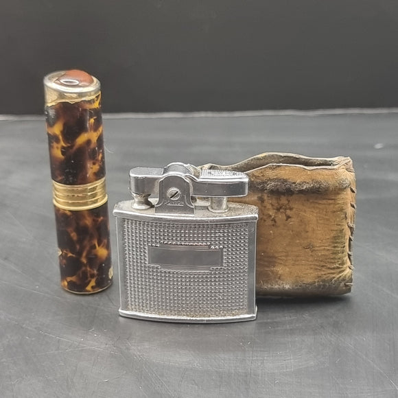 Two Vintage Lighters Ronson Art Deco and Crest Faux Tortoise Shell.