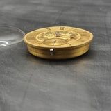 Antique Fusee Demask Engraved Gold Coloured Pocket Watch Movement with Diamond Endstone
