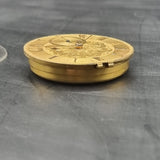 Antique Fusee Demask Engraved Gold Coloured Pocket Watch Movement with Diamond Endstone