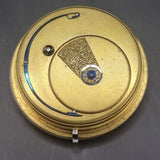 Antique Fusee Demask Engraved Gold Coloured Pocket Watch Movement with Diamond Endstone