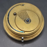 Antique Fusee Demask Engraved Gold Coloured Pocket Watch Movement with Diamond Endstone