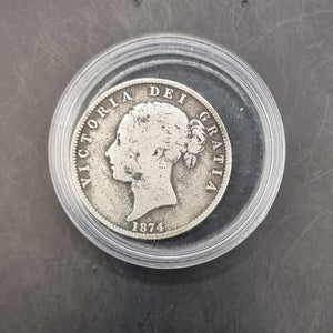 1874 Silver Half Crown Queen Victoria Young Head.