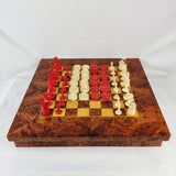 Antique Carved Bone Chess and Draughts Set in a Jaques Style