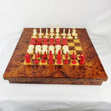 Antique Carved Bone Chess and Draughts Set in a Jaques Style