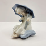 Lladro Style Angel and Boy with Umbrellas Made in Spain
