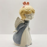 Lladro Style Angel and Boy with Umbrellas Made in Spain