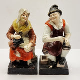 Antique Pair of Staffordshire Old man and Lady.