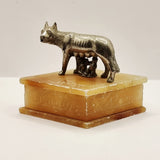 Antique Grand Tour of  She-Wolf, Rome on Alabaster Trinket Box