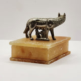 Antique Grand Tour of  She-Wolf, Rome on Alabaster Trinket Box