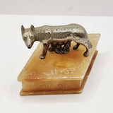 Antique Grand Tour of  She-Wolf, Rome on Alabaster Trinket Box