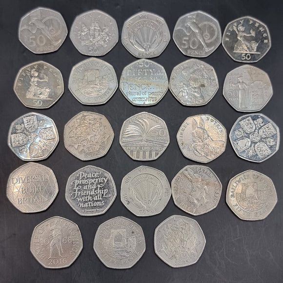 A Collection of Collectable 50p Coins Queen Elizabeth King Charles