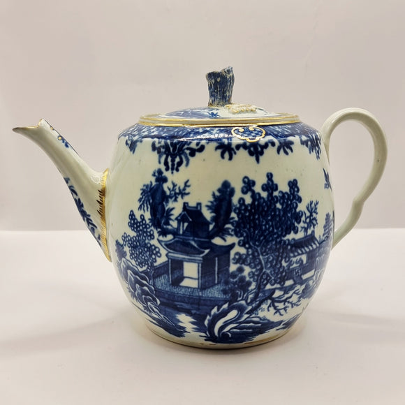 Antique 19th Century Blue and White Chinese Export Teapot.