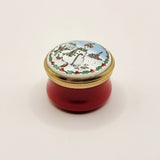 Halcyon Days Enamels Snowman Miniature Trinket or Pill Box.