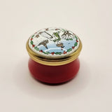 Halcyon Days Enamels Snowman Miniature Trinket or Pill Box.