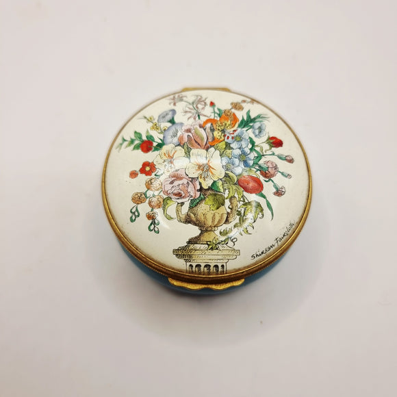 Halcyon Days Enamels Flowers Shireen Faircloth Trinket or Pill Box