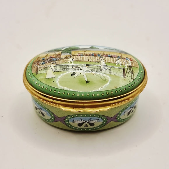 Halcyon Days Enamels Tennis Wimbledon edwardian times Trinket or Pill Box