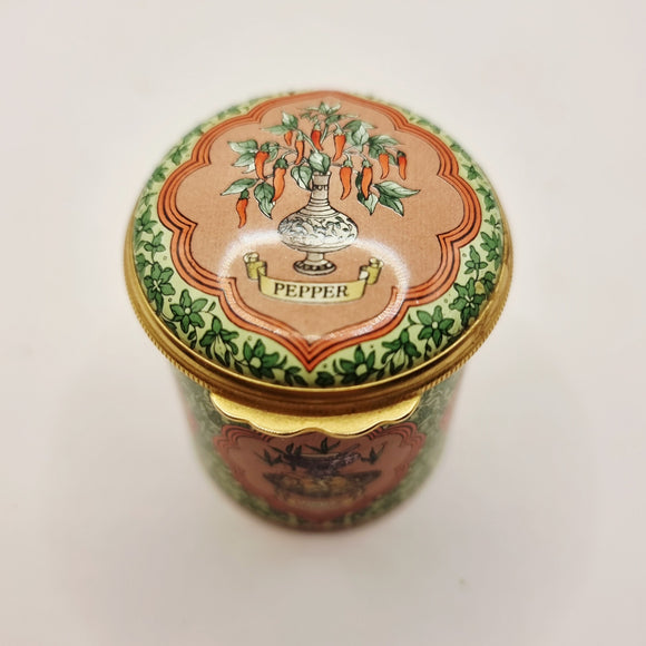 Halcyon Days Enamels Herbs, Variety's the very spice of life. William Cowper Trinket or Pill Box