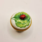 Halcyon Days Enamels Ladybug with Leaf Miniature Trinket or Pill Box