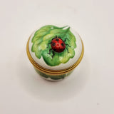 Halcyon Days Enamels Ladybug with Leaf Miniature Trinket or Pill Box