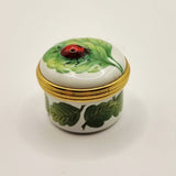 Halcyon Days Enamels Ladybug with Leaf Miniature Trinket or Pill Box