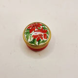 Halcyon Days Enamels Red Flowered Miniature Trinket or Pill Box
