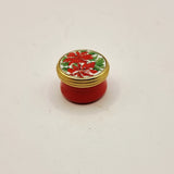 Halcyon Days Enamels Red Flowered Miniature Trinket or Pill Box