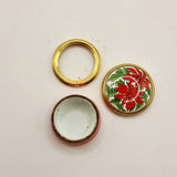 Halcyon Days Enamels Red Flowered Miniature Trinket or Pill Box