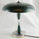 Vintage 1930s Italian Art Deco Green and Chrome Lamp