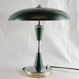 Vintage 1930s Italian Art Deco Green and Chrome Lamp