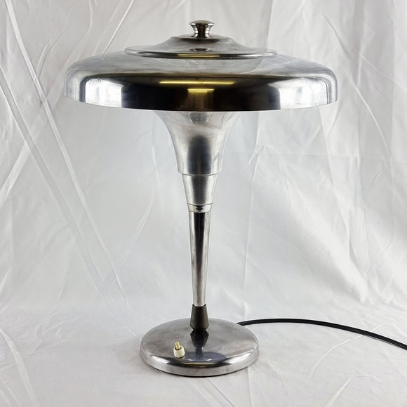 Vintage Italian Polished Aluminium and Chrome 1930s Art Deco Lamp