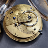 Antique Silver Improved Patent Fussee Fob Pocket Watch 1866