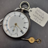 Antique Victorian Silver Fob Pocket Watch by H M Burrows 1862
