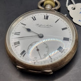 Antique Silver Fob Pocket Watch by Robert Milne, Manchester 1918