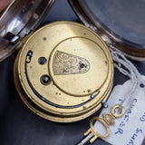 Antique Fussee Silver Fob Pocket Watch by A. Yewdall,  Leeds 1900