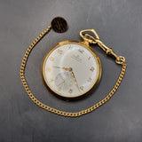 Art Deco Gold Plated Fob Pocket Watch and Chain by Eurastyle