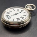 Antique Silver Plated Russell's Railway Keyless Fob Pocket Watch by Thomas Russell
