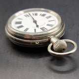 Antique Silver Plated Russell's Railway Keyless Fob Pocket Watch by Thomas Russell