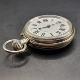 Antique Silver Plated Russell's Railway Keyless Fob Pocket Watch by Thomas Russell
