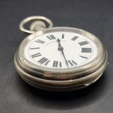 Antique Silver Plated Russell's Railway Keyless Fob Pocket Watch by Thomas Russell