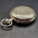 Antique Silver Plated Russell's Railway Keyless Fob Pocket Watch by Thomas Russell
