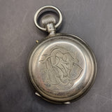 Antique Silver Plated Russell's Railway Keyless Fob Pocket Watch by Thomas Russell