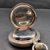 Antique Silver Plated Russell's Railway Keyless Fob Pocket Watch by Thomas Russell