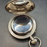 Antique Silver Plated Russell's Railway Keyless Fob Pocket Watch by Thomas Russell