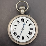 Antique Silver Plated Russell's Railway Keyless Fob Pocket Watch by Thomas Russell