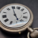 Antique Silver Plated Russell's Railway Keyless Fob Pocket Watch by Thomas Russell